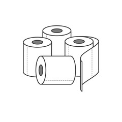 Group of toilet paper rolls isolated on white background. Vector illustration