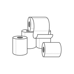 Group of toilet paper rolls isolated on white background. Vector illustration