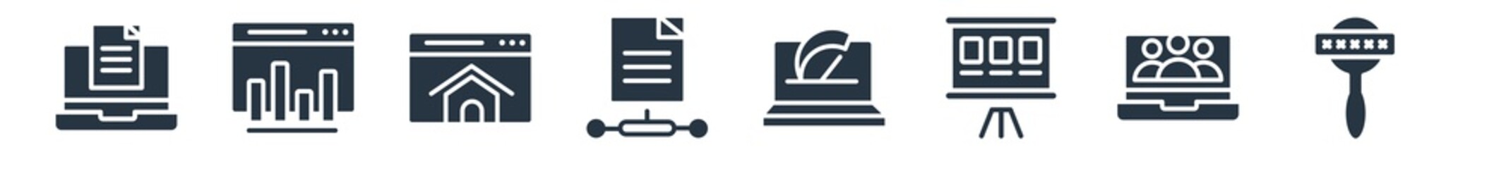 search engine optimization filled icons. glyph vector icons such as keywords, lead, whiteboard, speed, sharing archives, home page, ranking sign isolated on white background.