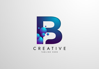 Letter B logo combined with gradient colored bubbles, logo Design Template
