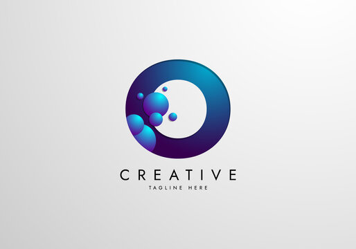 Letter O logo combined with gradient colored bubbles, logo Design Template