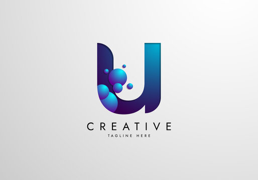 Letter U logo combined with gradient colored bubbles, logo Design Template