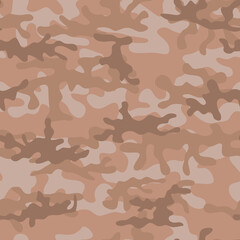 Fototapeta premium Beige camouflage seamless pattern. Military pattern. Hunting print.
