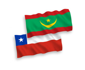 Flags of Islamic Republic of Mauritania and Chile on a white background