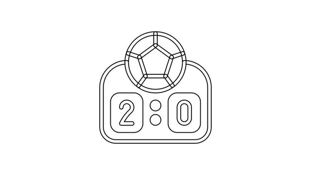 Black line Sport mechanical scoreboard and result display icon isolated on white background. 4K Video motion graphic animation