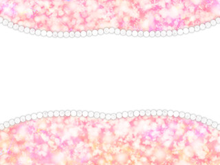 キラキラしたイルミネーションピンクとパールのフレーム背景