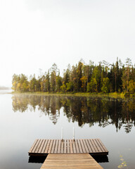 a lake in lapland rovaniemi summer finland midnight summer juhannus time in finland suomi lapland metsä järvi in finland taiga forest beautiful surroundings arctic circle with a doc   © Joel