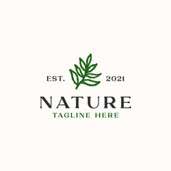 Leaf Brush Logo Template Isolated in White Background