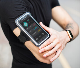Man wearing a smartphone armband