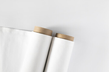 White cotton Fabric Rolls Mockup