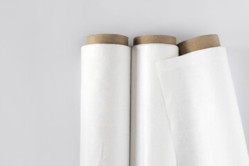 White cotton Fabric Rolls Mockup