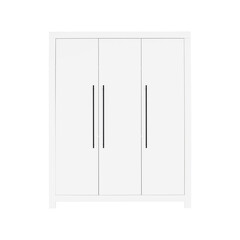 White Wardrobe furniture with Tree Doors for Clothes isolated on white background