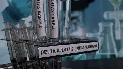 Delta B.1.617.2 Indian Variant Test Tube Samples Being Removed From Rack. Locked Off