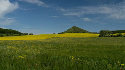 sunset of the Czech Central Mountain (Czech Republic) Europe.