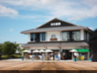 3D rendering, wooden top table on isolate blurred background