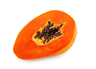 Slice ripe papaya isolated on the white background