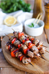 Pork souvlaki with Zajiki sauce