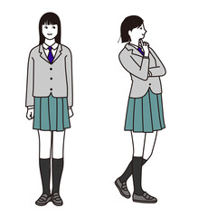 制服の女子高生のベクターイラスト