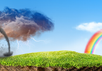 good and bad weather concept 3D illustration