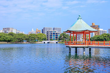 初夏の大濠公園　浮見堂　福岡県福岡市　Ohori Park in early summer Ukimido Fukuoka-ken Fukuoka city