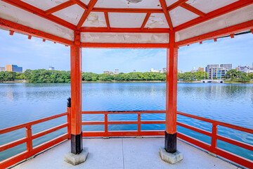 初夏の大濠公園　浮見堂　福岡県福岡市　Ohori Park in early summer Ukimido...