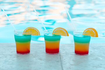Beautifel tasty Cocktails near the swimming pool