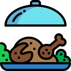 roast chicken color outline icon