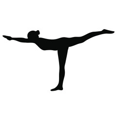 Yoga pose silhouette vector illustration isolated on white background. Exercise icon. Exercise pose.