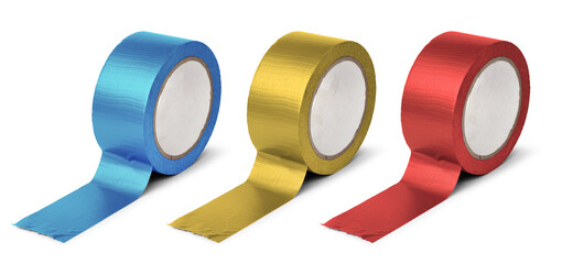 Colorful duct tape rolls isolated