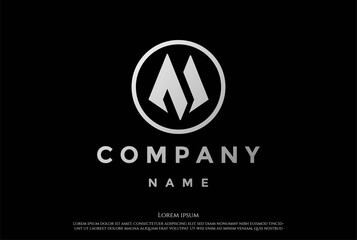 Simple Minimalist Initial Letter M AM MA MM Monogram Mountain Logo Design Vector