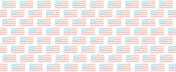 Flag of America in the form of a pattern on a white background. Long decorative festive banner. Independence Day July 4