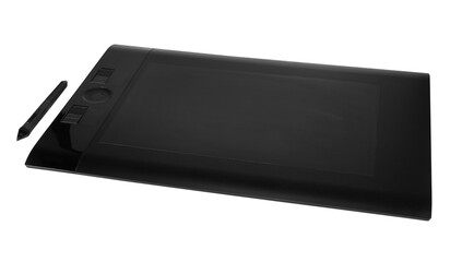 Fototapeta premium Black pencil graphics and tablet isolated on white