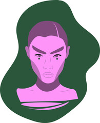 Asian Woman Pink Monochrome Portrait