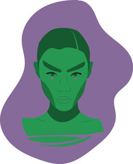 Asian Woman Green Monochrome Portrait