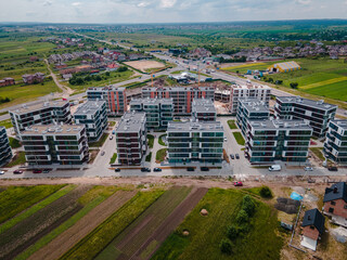 Obraz premium overhead view of construction site apartments building