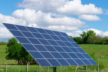 solar panel with green field