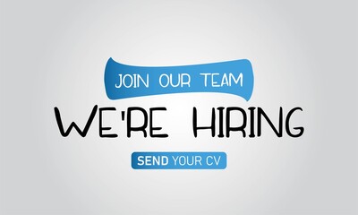 Hiring recruitment design poster. We are hiring lettering with geometric shapes. Vector illustration. Open vacancy design template.