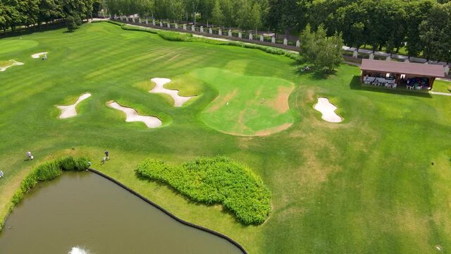 golf course top view about ice green