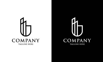 Building letter U vector logo design. Minimalist initial letter. Urban icon, city tower, property business, real estate apartment agent