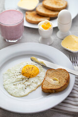 Bread with egg, Breakfast, Continental, Rustic Setup