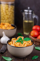 Pasta with tomatoes, Breakfast, Continental, Rustic Setup