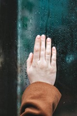 beautiful gentle female hands on the background of clothing or fabric