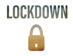 Lockdown typography text, white background, illustration image