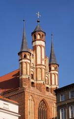 Fototapeta na wymiar Church of Assumption of Blessed Virgin Mary at Market square in Torun. Poland