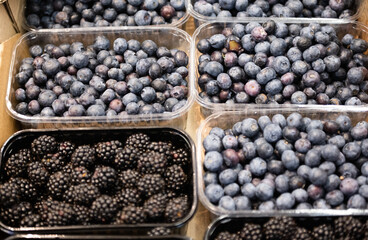 blueberries are sold in the store