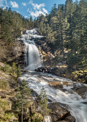 Waterfall near Pont d'Espagne, Cauterets in the French Pyrenees, Hautes-Pyrénées, Occitanie