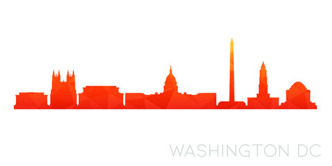 Washington, DC, USA Low Poly Skyline Clip Art City Design. Geometric Polygon Graphic Horizon Icon. Vector Illustration Symbol.