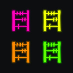 Abacus Hand Drawn Tool four color glowing neon vector icon