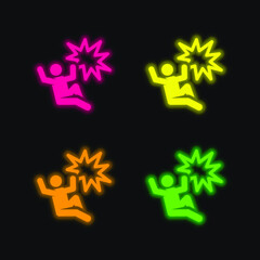 Accident four color glowing neon vector icon