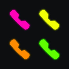 Active Call four color glowing neon vector icon